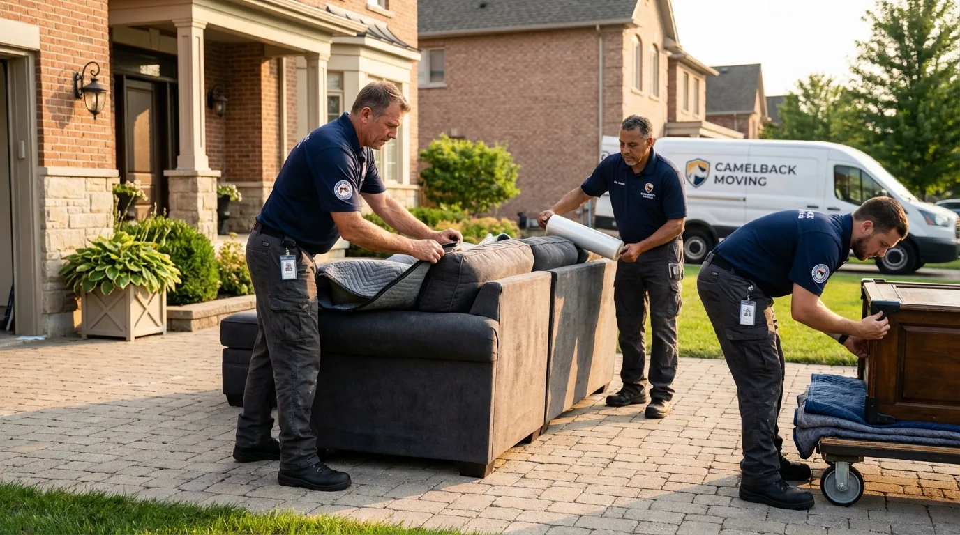Large estate moving crew wrapping furniture in Charlotte, TN