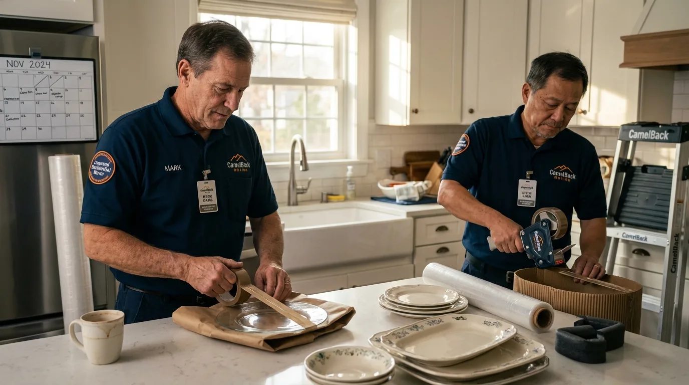 Professional crew packing kitchen dishware in Charlotte, TN